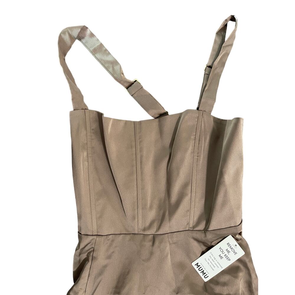 NWT SMY MuMu Size Medium Clarissa Corset Dress Dune Luxe Satin Brown Wedding - Picture 5 of 11